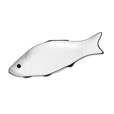 Fish-shaped Steamed Fish Plate Pizza Tray White Serving Platters Cookie Platter Dessert Bowl Casserole Dish Ceramic Tart Pan Ceramics Dish Restaurant Plate Creative Fish Holder Nut/166 (Color : White
