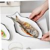 Fish-shaped Steamed Fish Plate Pizza Tray White Serving Platters Cookie Platter Dessert Bowl Casserole Dish Ceramic Tart Pan Ceramics Dish Restaurant Plate Creative Fish Holder Nut/166 (Color : White view 3