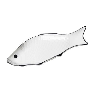 Fish-shaped Steamed Fish Plate Pizza Tray White Serving Platters Cookie Platter Dessert Bowl Casserole Dish Ceramic Tart Pan Ceramics Dish Restaurant Plate Creative Fish Holder Nut/166 (Color : White