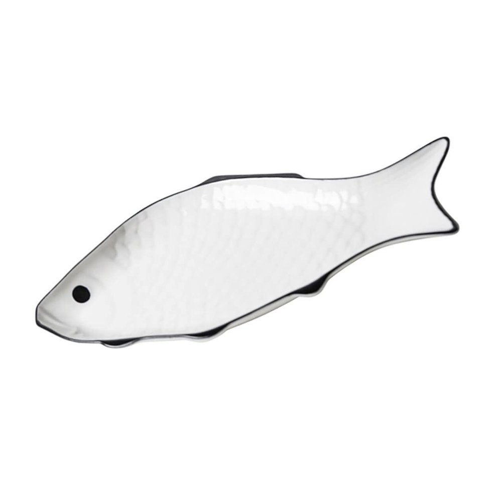 Fish-shaped Steamed Fish Plate Pizza Tray White Serving Platters Cookie Platter Dessert Bowl Casserole Dish Ceramic Tart Pan Ceramics Dish Restaurant Plate Creative Fish Holder Nut/166 (Color : White