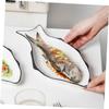 Fish-shaped Steamed Fish Plate Pizza Tray White Serving Platters Cookie Platter Dessert Bowl Casserole Dish Ceramic Tart Pan Ceramics Dish Restaurant Plate Creative Fish Holder Nut/166 (Color : White view 3