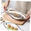 Fish-shaped Steamed Fish Plate Pizza Tray White Serving Platters Cookie Platter Dessert Bowl Casserole Dish Ceramic Tart Pan Ceramics Dish Restaurant Plate Creative Fish Holder Nut/166 (Color : White view 2