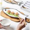 Fish-shaped Steamed Fish Plate Pizza Tray White Serving Platters Cookie Platter Dessert Bowl Casserole Dish Ceramic Tart Pan Ceramics Dish Restaurant Plate Creative Fish Holder Nut/166 (Color : White view 3