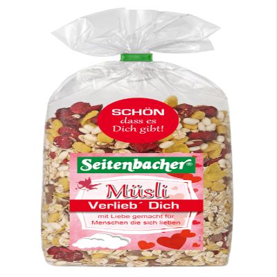 Seitenbacher Msli Verlieb Dich I Whole Grain Cereals I Sour Cherries I Blueberries I Milk and Dark Chocolate I Wheat Free I 3 x 500 g