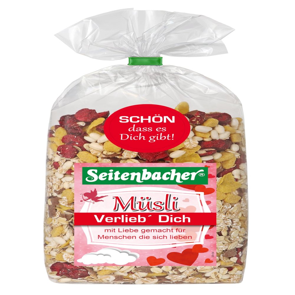 Seitenbacher Msli Verlieb Dich I Whole Grain Cereals I Sour Cherries I Blueberries I Milk and Dark Chocolate I Wheat Free I 3 x 500 g