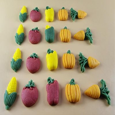 20 x Edible 3D Mixed Vegetables icing toppers, cake cupcakes decorations T100