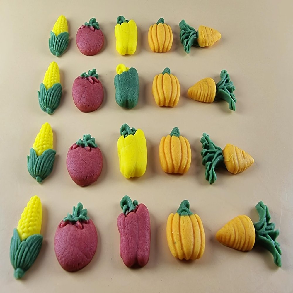 20 x Edible 3D Mixed Vegetables icing toppers, cake cupcakes decorations T100