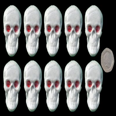 10 x Edible 3D Medium Terminator Skulls glowing eyes icing toppers, cake cupcakes decorations