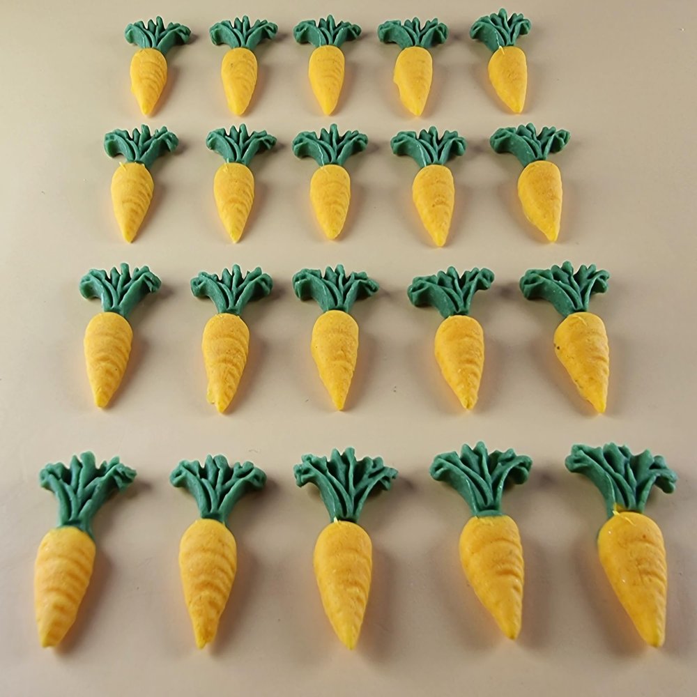 20 x Edible 3D Carrots Vegetables icing toppers, cake cupcakes decorations
