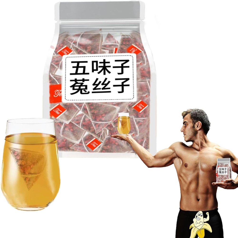 Five Flavors Goji Berry Tea,Schisandra Dodder Tea,50 Bags/Box Five-Flavor Goji Berries,Chinese Kidney Care Tea,Health Liver Care Tea,Five Flavors Wolfberry Tea (1Box)