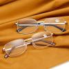 monmandi Vision Care Presbyopia Eyeglasses Metal Far Sight Spectacles Reading Glasses Bifocal Spectacle Multif (gold,250) view 2