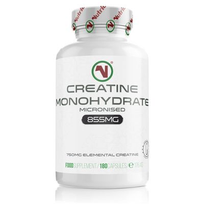 Nutriodol Creatine Monohydrate Capsules Pre Workout & Post Workout Supplement for Muscle Performance & Recovery 750mg Elemental Creatine Per Capsule 4 Per Day. (Capsules x 180)