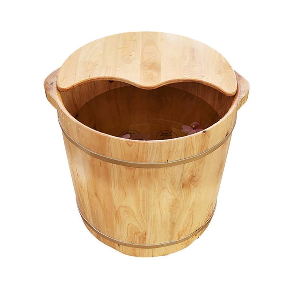 ,Bathroom Accessories Footbath Tubs,Massage Foot Barrel,Volume Smooth Surface Sauna Wooden Bucket (Color : B) Present