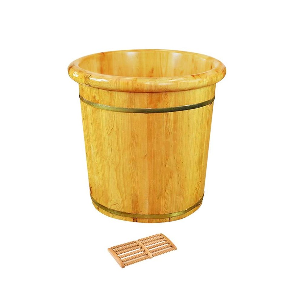 ,Bathroom Accessories Footbath Tubs,Massage Foot Barrel,Volume Smooth Surface Sauna Wooden Bucket (Color : B) Present