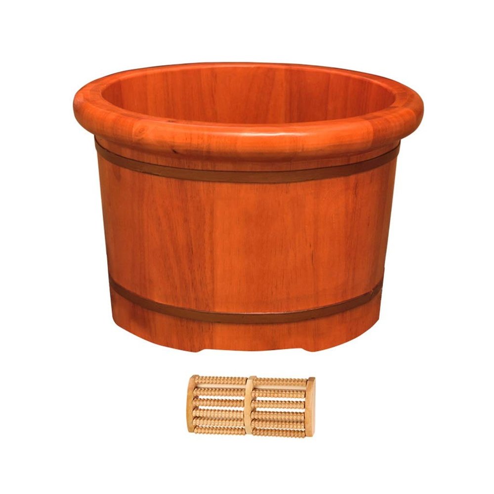 ,Bathroom Accessories Footbath Tubs,Massage Foot Barrel,Volume Smooth Surface Sauna Wooden Bucket (Color : B) Present