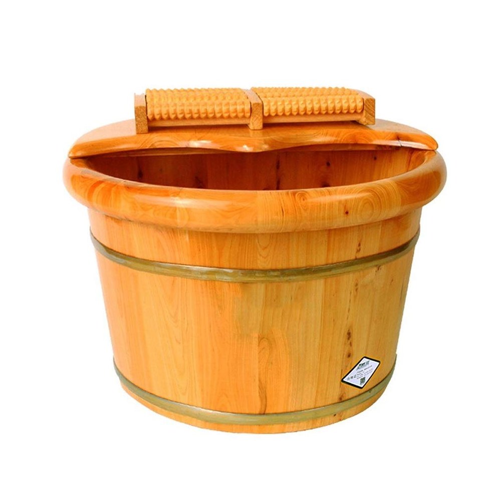 ,Bathroom Accessories Footbath Tubs,Massage Foot Barrel,Volume Smooth Surface Sauna Wooden Bucket (Color : B) Present