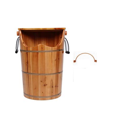 ,Bathroom Accessories Footbath Tubs,Massage Foot Barrel,Volume Smooth Surface Sauna Wooden Bucket (Color : A) Present