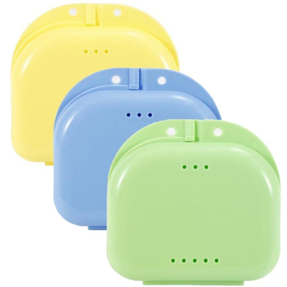 Wudaizhi 3pcs Denture Case Portable Denture Retainer Case Dental Orthodontic Retainer Box Denture Storage Container False Teeth Box