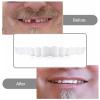 Flipped Warmth 2 Pairs Fake Teeth Braces Whitening Snap on Veneers Teeth Cosmetic Tooth Covering False Teeth Veneers Top And Bottom Clip in Veneers Temporary False Teeth Veneers for Women Men view 3