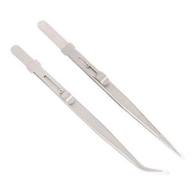 FRCOLOR 2pcs Professional Stainless Steel Tweezers Sharp Splinter Piercing Jewelry Tweezers Multi-Purpose for Electronic Handicrafts