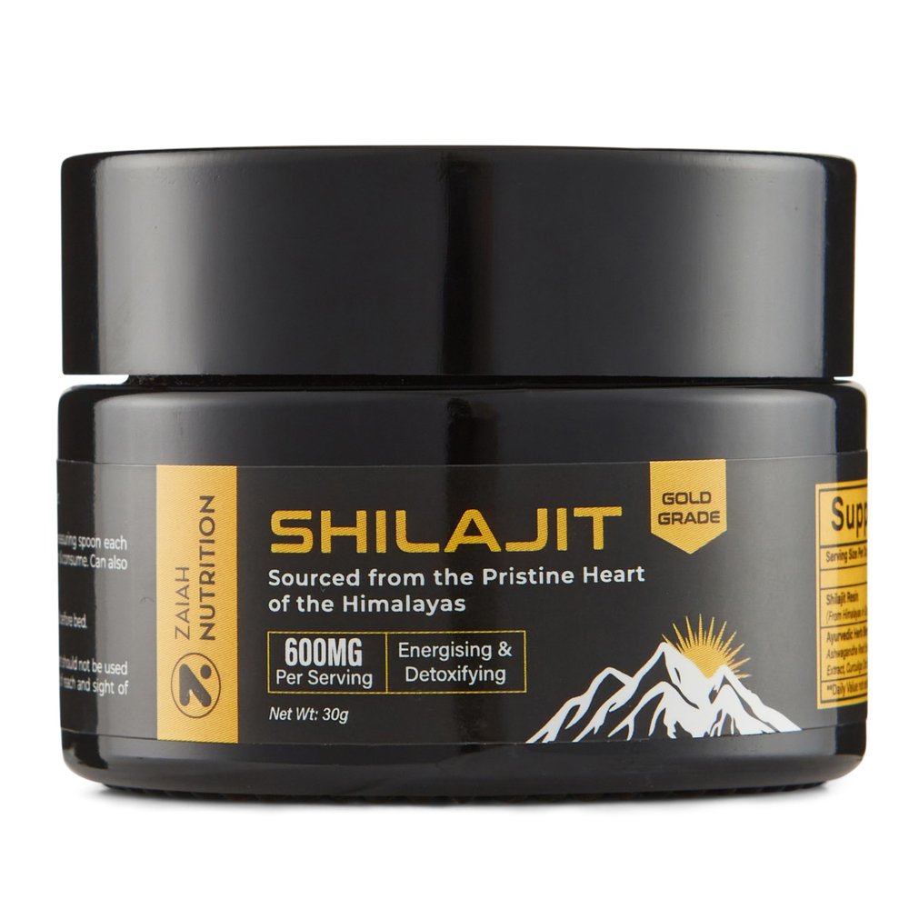 Shilajit Resin Pure Himalayan Gold Grade 30g Authentic Ayurvedic Herbal Blend, Rich in Fulvic Acid & 85+ Trace Minerals Lab Tested for Heavy Metals, Energy & Immunity Support Zaiah Nutrition