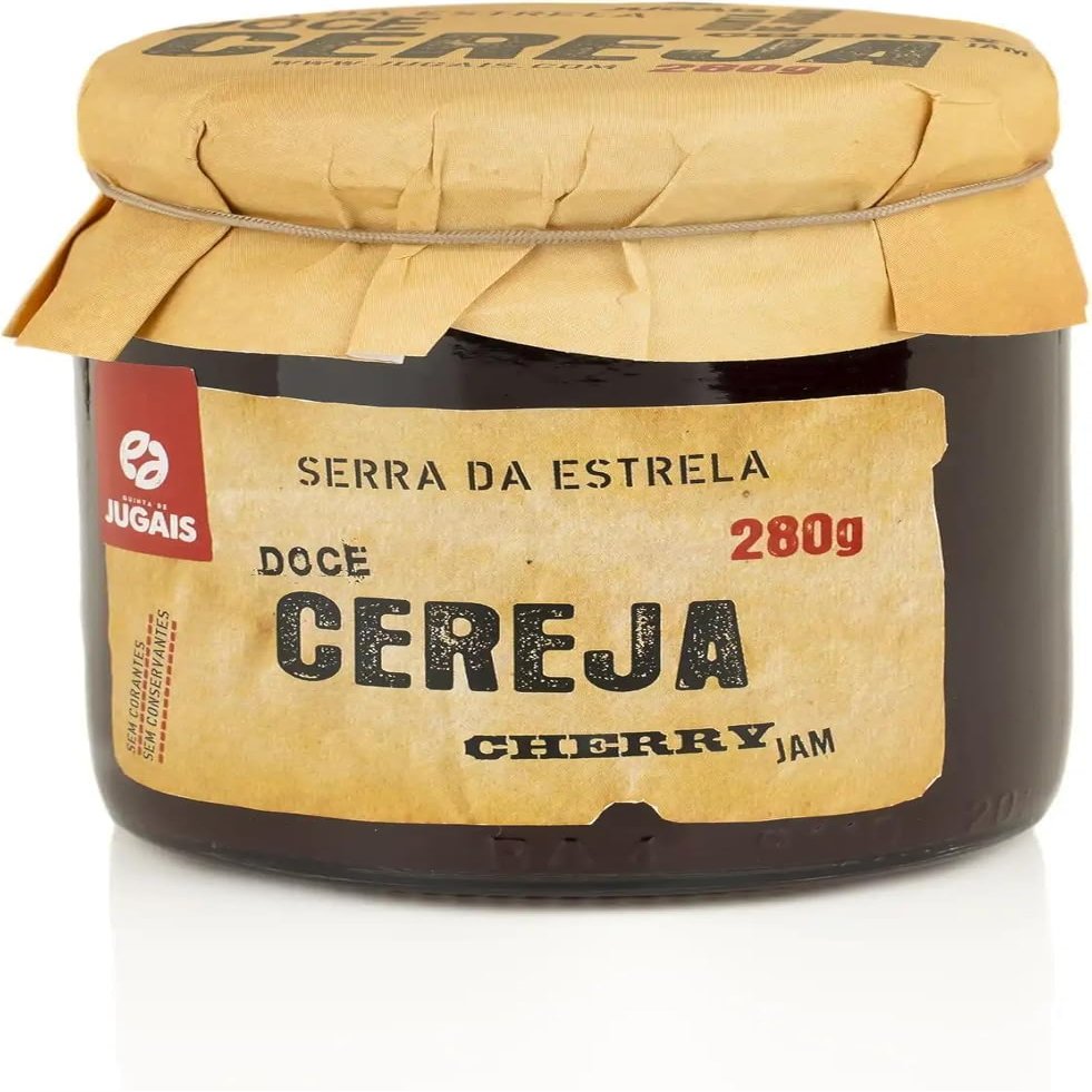 Cherry Jam - 280g Jar - Sweet and Juicy Cherries - Ideal for Desserts and Breakfasts - No Artificial Additives - Gourmet Product of Portuguese Origin