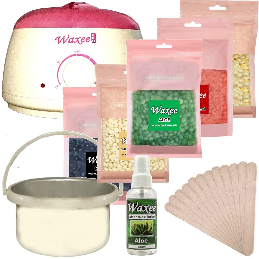 Film hard wax waxing kit Heater After wax oil Spatulas PROFESSIONAL COMPLETE kit from WAXEE!