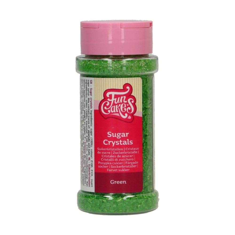 FunCakes Sugar Crystals Green: Cake Sprinkles, Great Taste, Perfect for Cake Decorating, Cupcake Sprinkles. 80 g.