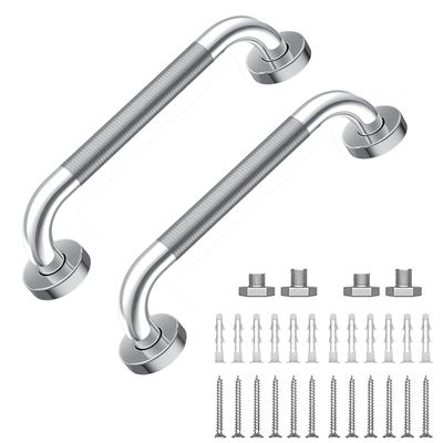 12inch/30cm Anti Slip Shower Wall Grab Bar Handle, Knurled Stainless Steel Bathroom Safety Bathroom Balance Bar Hand Rail Support Handicap Elderly Senior Assist Bath Handle (2)