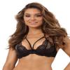 Axami V-10691 Women's Lifting Bra Straps Bow Stripes Lace Lingerie Lingerie, Black view 3