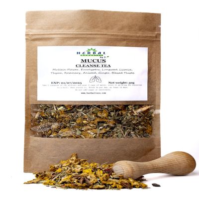 Mucus Cleanse Tea Loose Premium Pure Herbs / 50g - Lungs Detox Immune Booster Respiratory Support - Herbal Remedies by J.