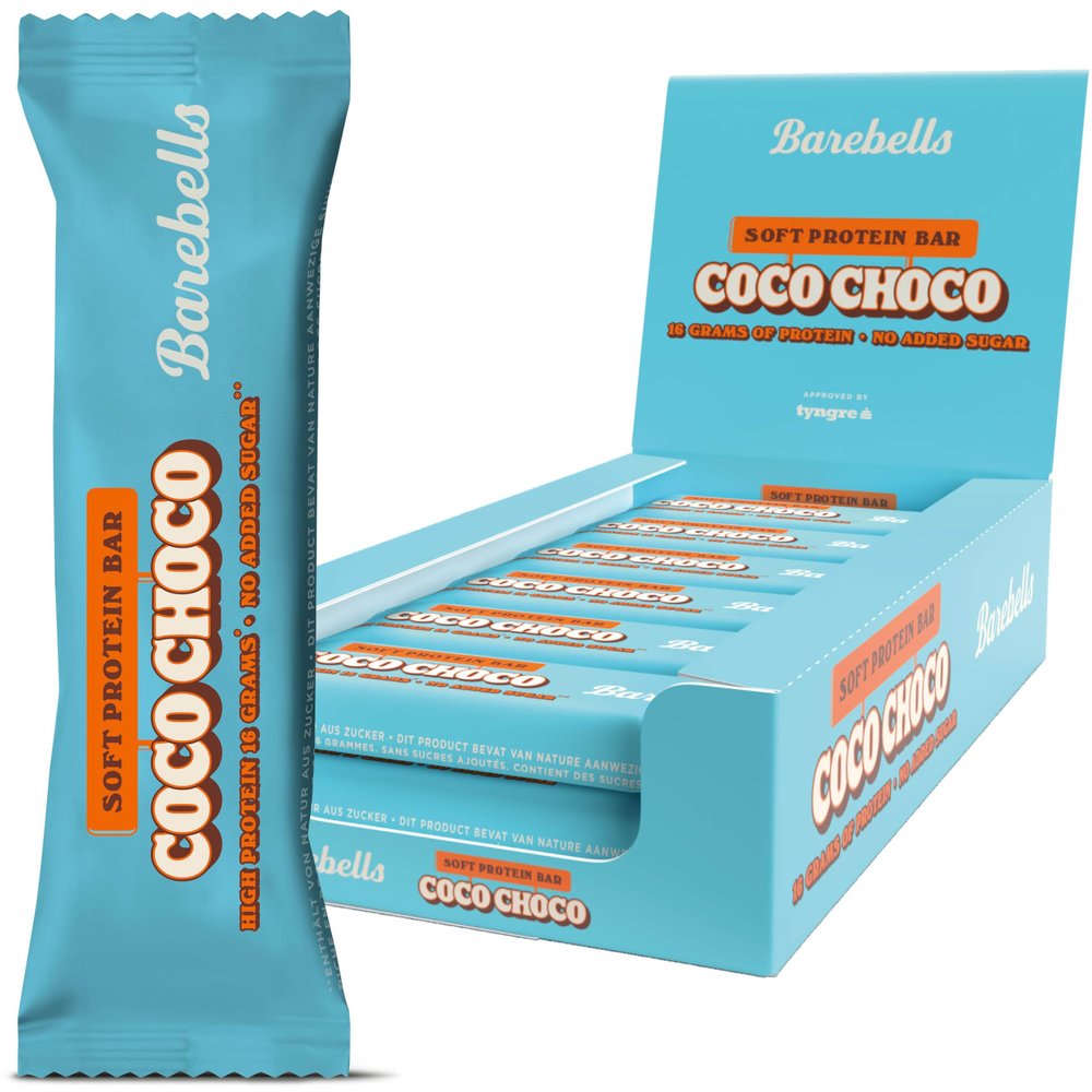 Barebells Soft Protein Bar - 16 g High Protein Bar, Low Sugar Protein Bar, Palm Oil Free - Coco Choco, 12 x 55 g