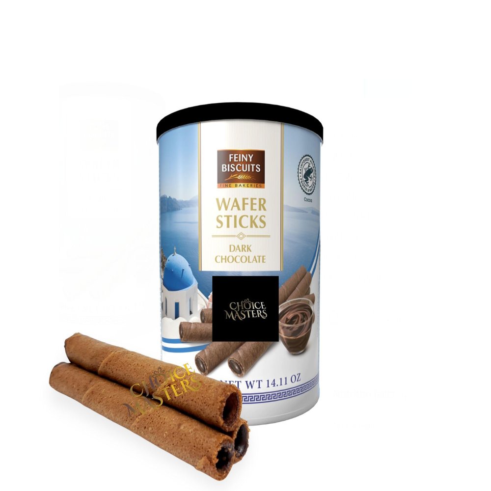 Wafer Rolls With Deliciously Fine Dark Chocolate Flavored Cream (50%) Gift Tin - Irresistible Tea Time Treat - 400 g