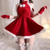 AHOR Christmas Sexy Lingerie Tube Top Vest Skirt Bunny Role Play Seduction Lingerie Set Red view 3