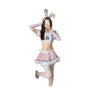 AHOR Christmas Dress Sweet Bunny Girl Costume Rabbit Woman Set Bunny Suit Sexy Lingeries Lady Cosplay New Year Maid Role Play Uniform