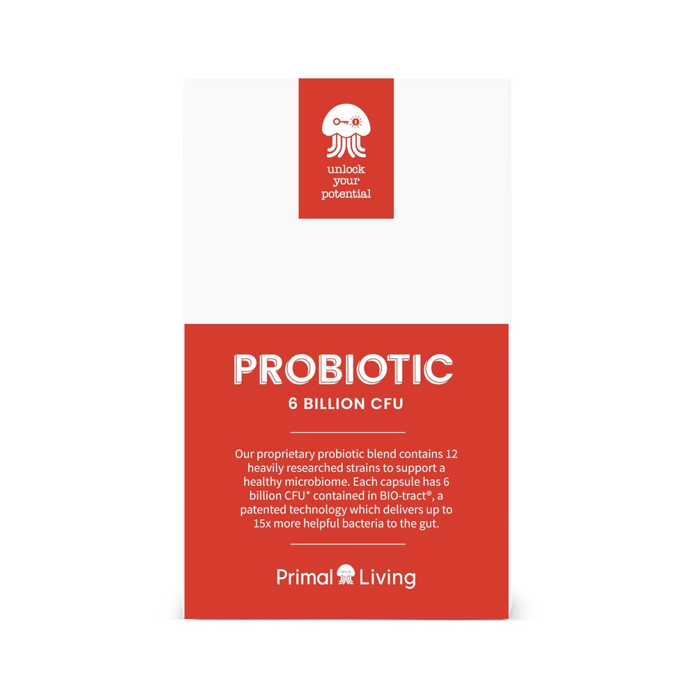 Probiotic 6 Billion CFU  30 Vegan Capsules with 12 Strains, Bio-Tract Technology  Supports Digestive & Immune Health