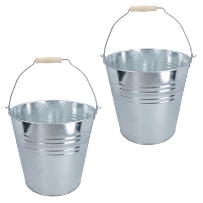 10L Galvanised Steel Metal Bucket Pail Water Coal Fire Greenhouse Garden Plants 2pc