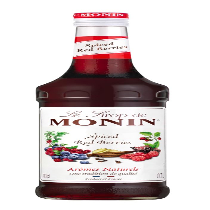 MONIN Premium Spiced Red Berries Syrup 700ml for Cocktails and Mocktails. Vegan-Friendly, Allergen-Free, 100 percent Natural Flavours and Colourings