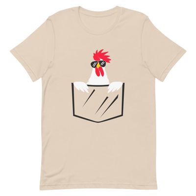 Humorous Adorable Comical Chicken Pocket Ranch Enthusiast Novelty Farmstead, Soft Cream, M