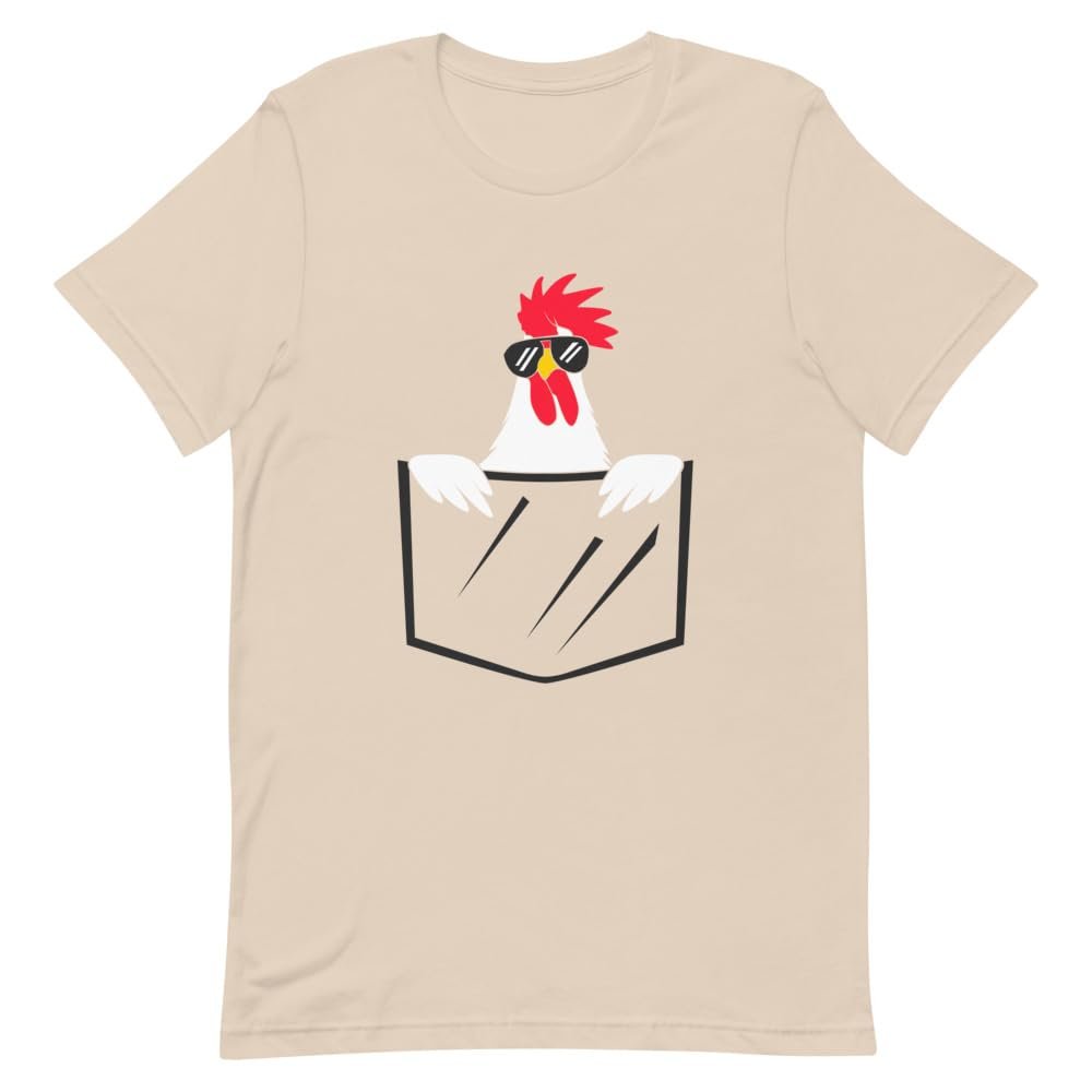 Humorous Adorable Comical Chicken Pocket Ranch Enthusiast Novelty Farmstead, Soft Cream, M
