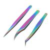3PCS Stainless Steel Eyelash Tweezers Set with Box, False Eyelash Grafting Clip Tools for Different Clamping Requirements view 3