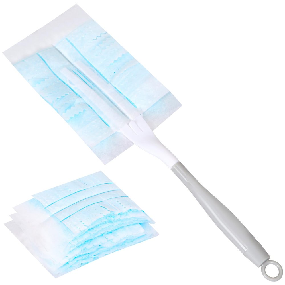 10 Pcs Flash Duster Flash Duster Refills with 1 Handle Durable Fluffy Duster Fluffy Blue Dusters Refills Duster Refill for Cleaning Dust,Dirt