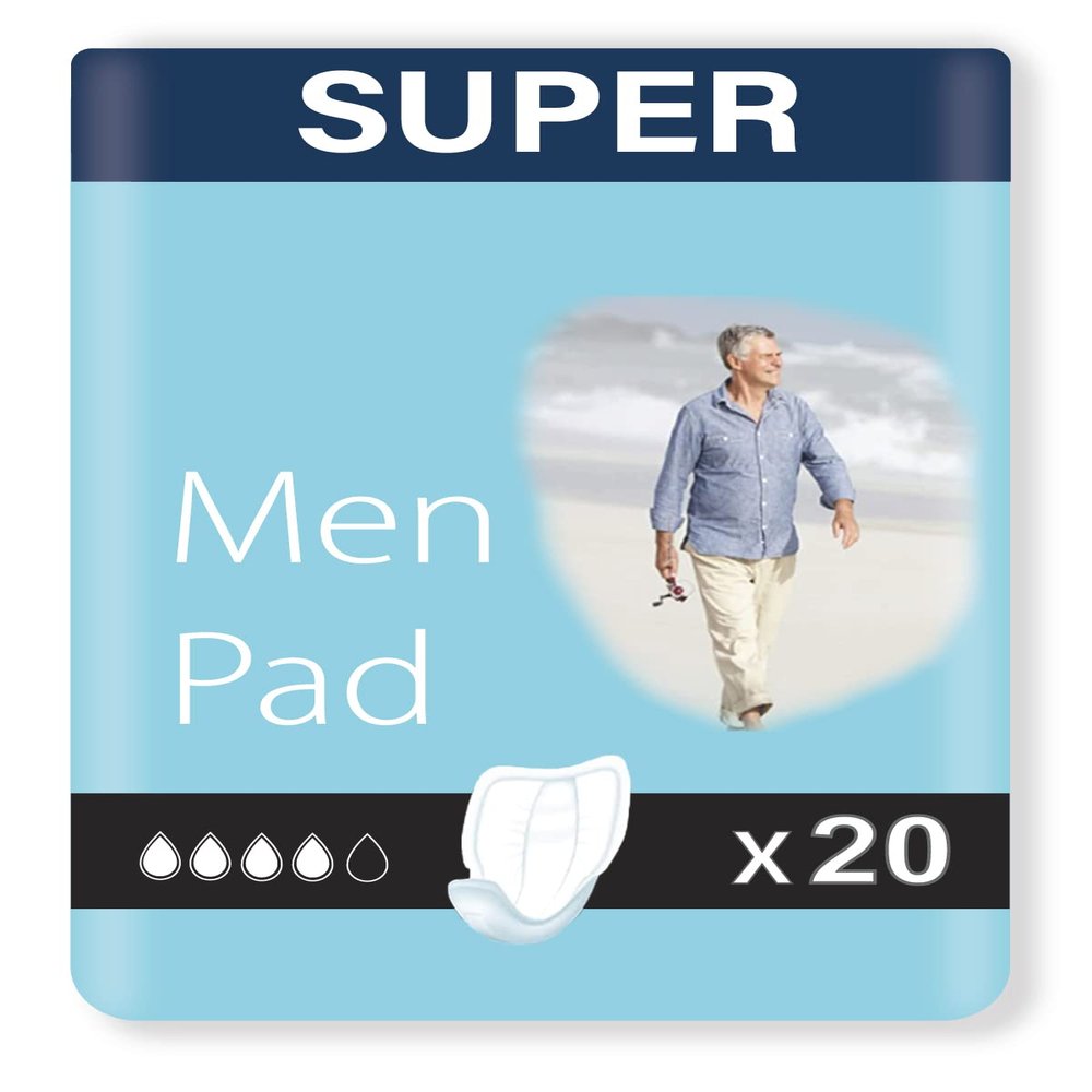 100 x Incontinence Pads Men with Adhesive Strip | Provides Extra Protection and Maximum Dryness | Mens Incontinence Pad | Anatomical Shaped | Pad for Men | (5 Packs of 20)