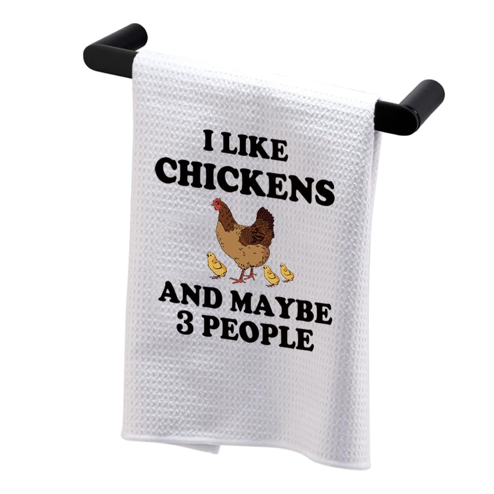 BDPWSS Chicken Kitchen Towel Chicken Lover Gift Chicken Mom Gift I Like Chickens and Maybe 3 People Gift Chicken Farmer Gift (I Like Chickens TW)