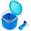 EZEELAI Denture Cleaning Case Dental Retainer Container Soaking Cup with Brush, Denture Storage Bath Box Case Cup Mouthguard Storage Holder Travel - Leak Proof with Lid Waterproof - Blue view 1