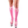 Black with White Rubber Spats Latex Socks Under Knee Length,Baby Pink W White,XL view 1