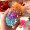 LVTFCO Natural Electroplating Rainbow Aura Crystal Cluster Energy Ornament Candy Color Quartz Gemstone,FREE COLOR,70,100g view 1