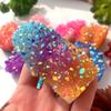 LVTFCO Natural Electroplating Rainbow Aura Crystal Cluster Energy Ornament Candy Color Quartz Gemstone,FREE COLOR,70,100g view 4
