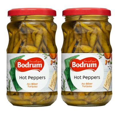 Bodrum 370cc Pepper Pickled | 330g | Peppers Hot in Water| Ideal for Any Meat or Poutry Meal | Delicious Taste | Pickled Pepper (2 x Hot Pepper Pickle)