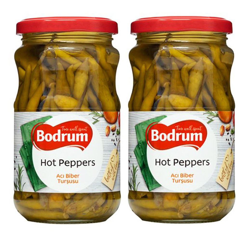 Bodrum 370cc Pepper Pickled | 330g | Peppers Hot in Water| Ideal for Any Meat or Poutry Meal | Delicious Taste | Pickled Pepper (2 x Hot Pepper Pickle)